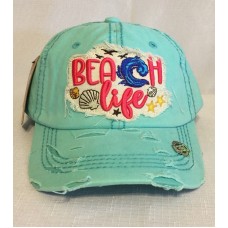 Beach Life Embroidered Factory Distressed Hombre Mujer Baseball Cap Turquoise Hat  eb-97997497